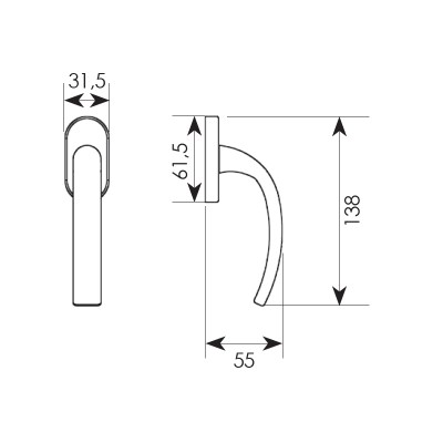 Πόμολο για παράθυρο με ανάκλιση 302 ( 4 αποχρώσεις)