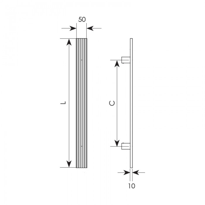 Λαβή εξώπορτας σειρά 3040 Μήκος 40cm Μπρονζέ ματ