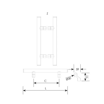 Λαβή εξώπορτας σειρά 357 Νίκελ ματ / Ανοξείδωτο (Σε 3 διαστάσεις)