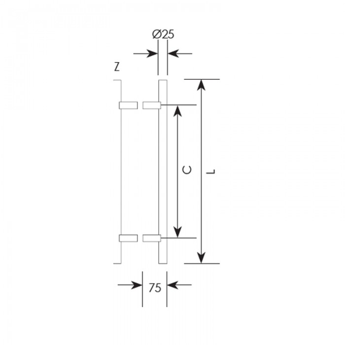 Λαβή εξώπορτας σειρά 363 Μαύρο χρώμα  (Σε 3 διαστάσεις)