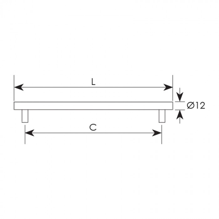Λαβίτσα επίπλου Ø12 Μαύρο Ματ 726