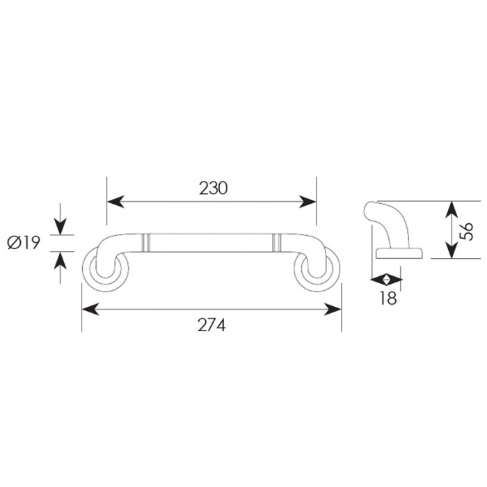 Λαβή εξώπορτας σειρά 150 Μήκος 23cm Μαύρο χρώμα