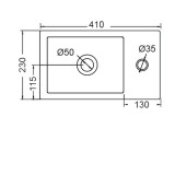 Νιπτήρας μπάνιου Teorema 41x23 (1 Οπή) Scarabeo White 8031R4123-300