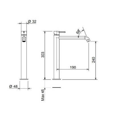 Αναμεικτική Μπαταρία Νιπτήρα Ψηλή Μαύρη La Torre Elle 35016-411