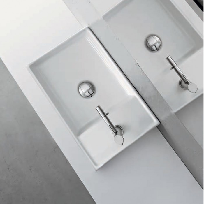 Νιπτήρας μπάνιου Teorema 41x23 (1 Οπή) Scarabeo White 8031R4123-300