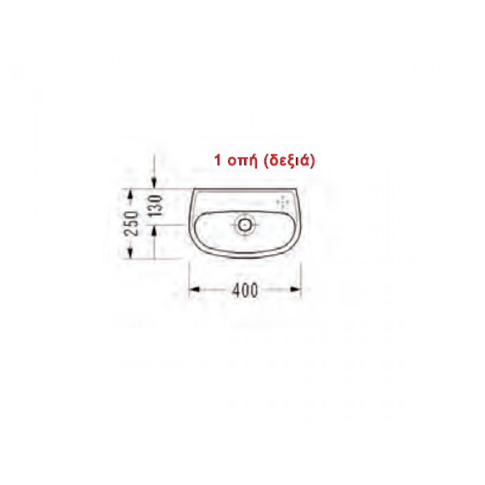 Νιπτήρας μπάνιου Serel Friendly  κρεμαστός 1301-300 40 x 25 m