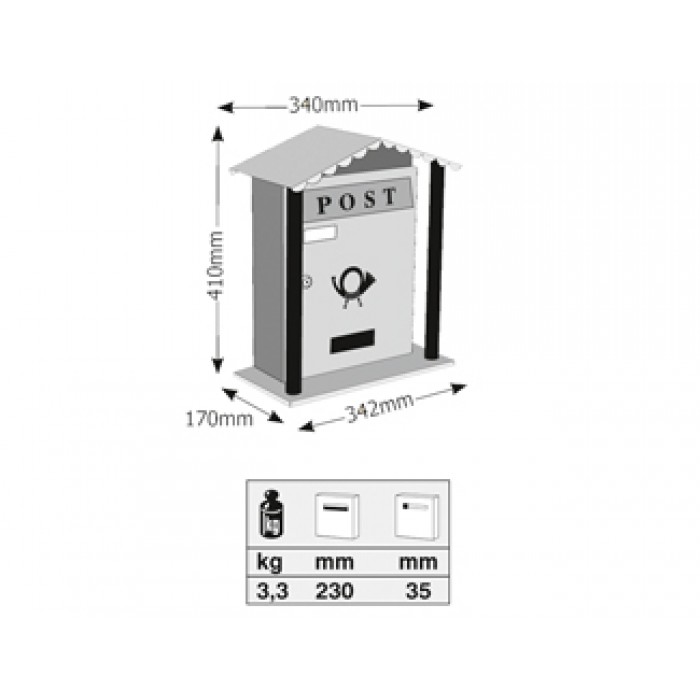 Γραμματοκιβώτιο Λευκό Μονακό 7007 