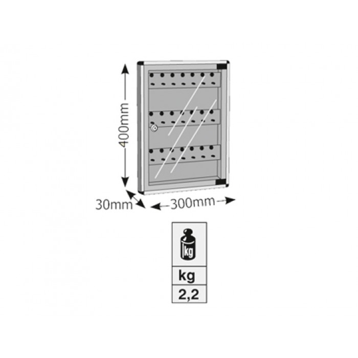 Κλειδοθήκη με 24 Θέσεις Κλειδιών 40x30x3cm Viometal 1524 Λευκή
