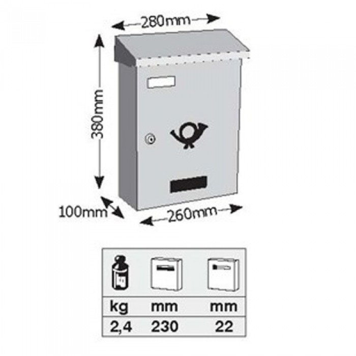 Γραμματοκιβώτιο Λευκό Βερολίνο 3001
