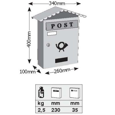 Γραμματοκιβώτιο Λευκό Κολωνία 3002 
