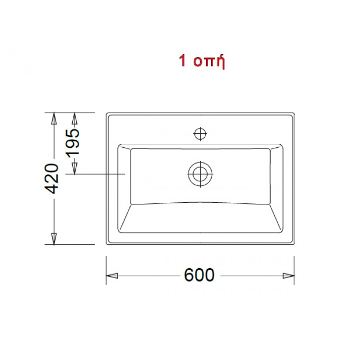 Νιπτήρας μπάνιου Serel 3042-300 60 x 42 cm