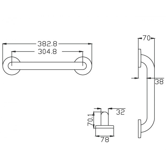 Λαβή Τοίχου 38 cm Αμέα Inox Mat Ponte Giulio G56-JAS-01