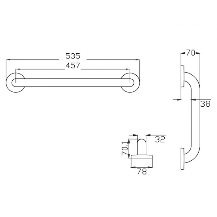 Λαβή Τοίχου 54 Cm Αμέα Inox Mat Ponte Giulio G56-JAS-03