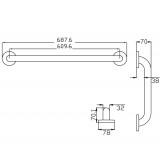 Λαβή Τοίχου 69 Cm Αμέα Inox Mat Ponte Giulio G56-JAS-04