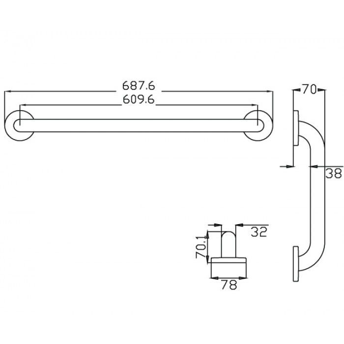Λαβή Τοίχου 69 Cm Αμέα Inox Mat Ponte Giulio G56-JAS-04