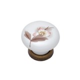 Πόμολα επίπλων 2050με βάση σε Χρώμα Αντικέ Ορείχαλκου και Λευκή Πορσελάνη με Καφέ Λουλούδι