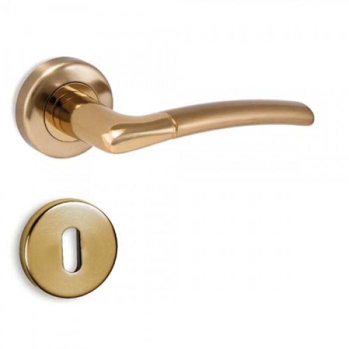 Πόμολα πόρτας χειρολαβή με ροζέτα C1045 όρο ματ/όρο