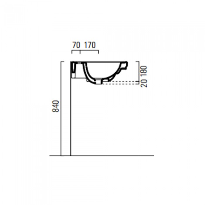 Νιπτήρας Μπάνιου 75x50cm Κρεμαστός Gsi Classic 8787-300