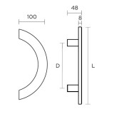 Λαβή εξώπορτας (1 Τεμάχιο) Convex σειρά 921 σε Ματ Νίκελ-Ανοξείδωτο