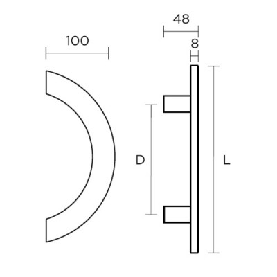 Λαβή εξώπορτας (1 Τεμάχιο) Convex σειρά 921 σε Ματ Νίκελ-Ανοξείδωτο 