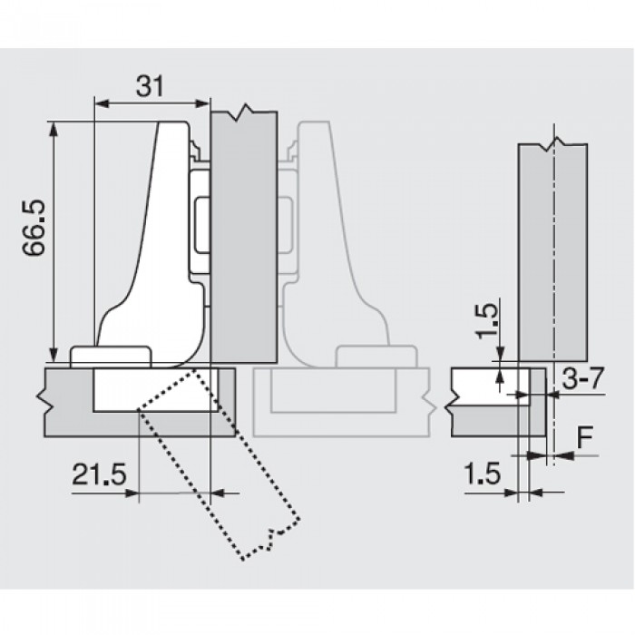Μεντεσές BLUM CLIP TOP με ενσωματωμένο φρένο 110° βιδωτός Γόνα 71B3650