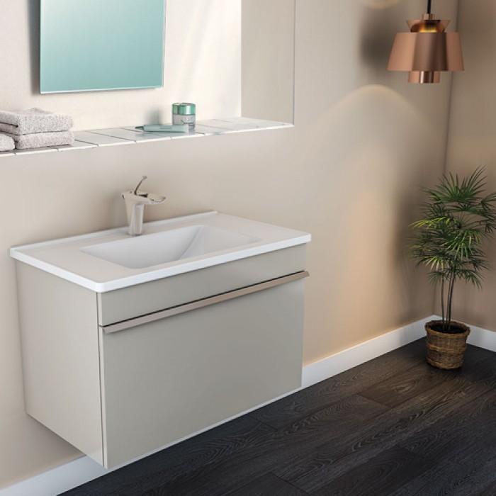 Νιπτήρας μπάνιου Slim 80x46 (1 Οπή) Serel White 3035-300