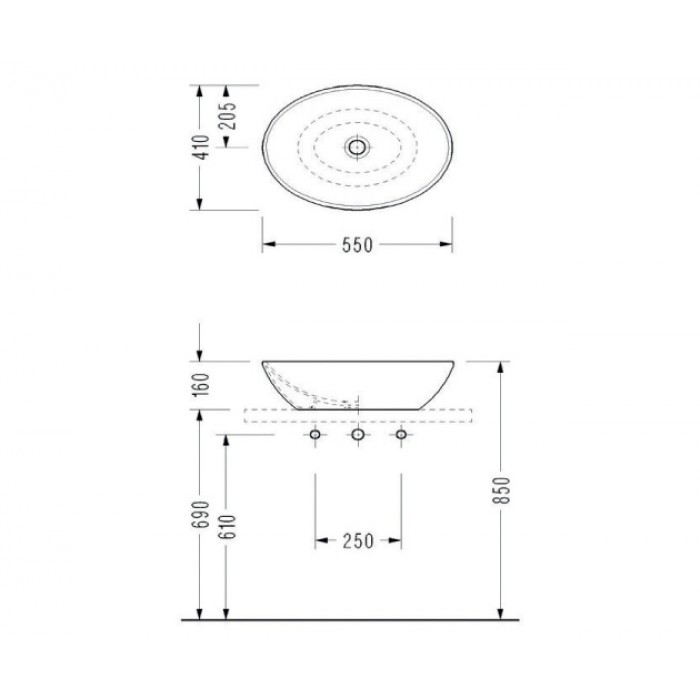 Νιπτήρας μπάνιου 55x41cm Λευκό Serel CH33-300