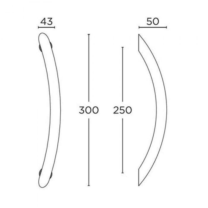 Λαβή εξώπορτας (1 Τεμάχιο) Convex σειρά 129S 300mm σε Ματ Νίκελ
