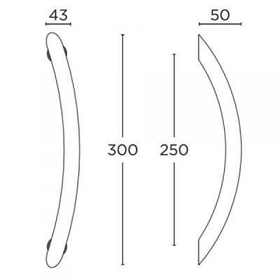 Λαβή εξώπορτας (1 Τεμάχιο) Convex σειρά 129 300,5mm σε Ματ Νίκελ