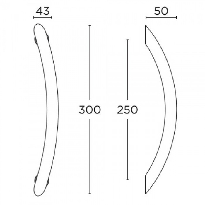 Λαβή εξώπορτας (1 Τεμάχιο) Convex σειρά 129 300,5mm σε Ματ Νίκελ