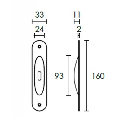 Χούφτα συρόμενης πόρτας Conset C135 σε Ματ Νίκελ με Οπή