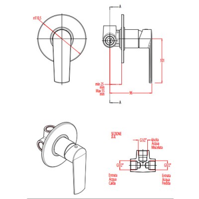 Μίκτης εντοιχισμού 1 εξόδου Eurorama Klint 142055-100