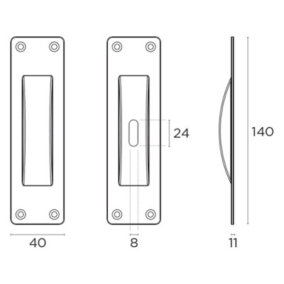 Χούφτα Convex  χωρίς οπή σειρά 155 Ματ Μαύρο