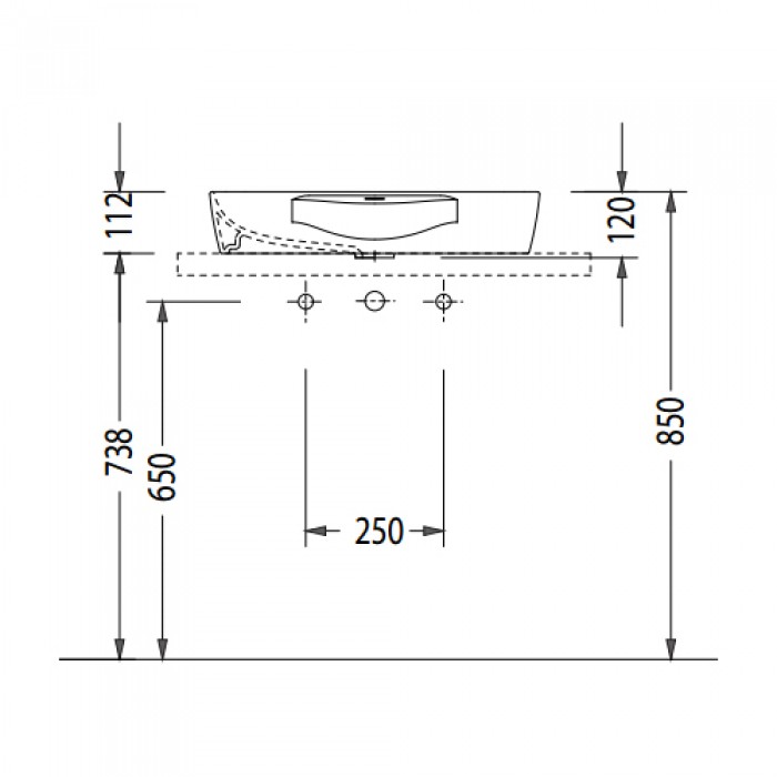 Νιπτήρας μπάνιου 60x44cm σε λευκό χρώμα Serel 509-1634-300