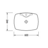 Νιπτήρας μπάνιου 60x44cm σε λευκό χρώμα Serel 509-1634-300