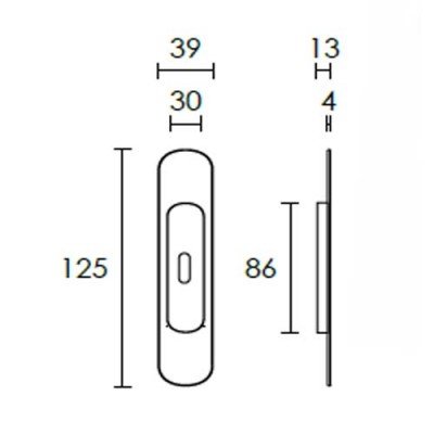 Χούφτα συρόμενης πόρτας Conset C165 σε Ματ Αντικέ με Οπή