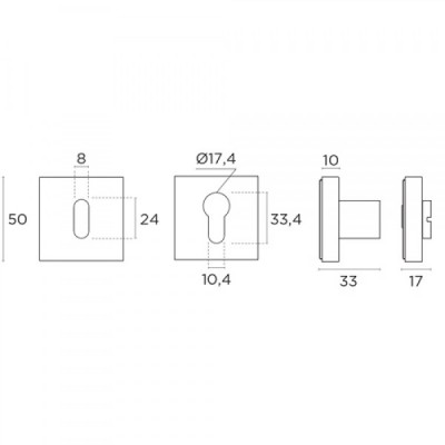 Ροζέτα με κλείστρο ασφαλείας Convex 2145 σε Ματ Μαύρο