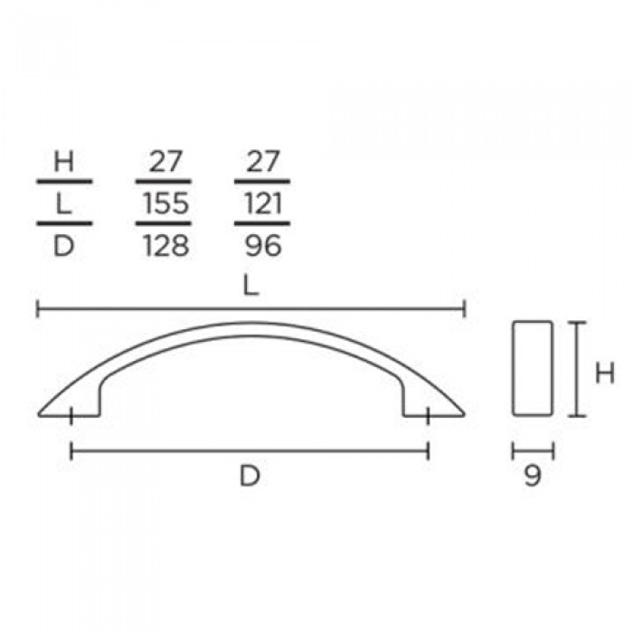 Λαβές επίπλων Convex σειρά 219 σε Ματ Μαύρο