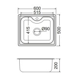 Ανοξείδωτος νεροχύτης Fortinox Arena 22060-110 (60x50) Λείος Ανοξείδωτος νεροχύτης Fortinox Arena 22060-110 (60x50) Λείος