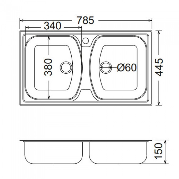 Ανοξείδωτος νεροχύτης fortinox Slender 24200-110 (78,5x44,5)