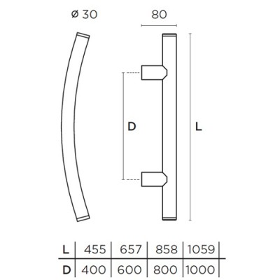 Λαβή εξώπορτας (1 Τεμάχιο) Convex σειρά 461 σε Ματ Νίκελ-Ανοξείδωτο