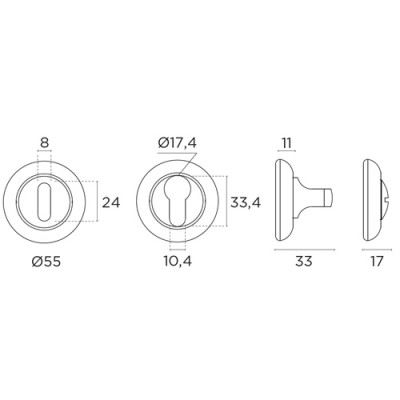 Ροζέτα Convex Εξώπορτας 485 σε Ματ Μαύρο