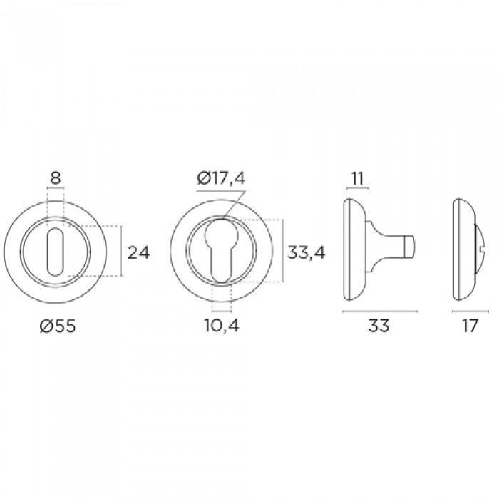 Ροζέτα Convex Μεσόπορτας 485 σε Ματ Μαύρο