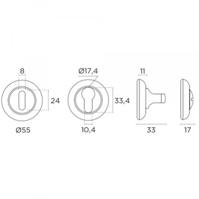 Ροζέτα με κλείστρο ασφαλείας Convex 485 σε Ματ Νίκελ