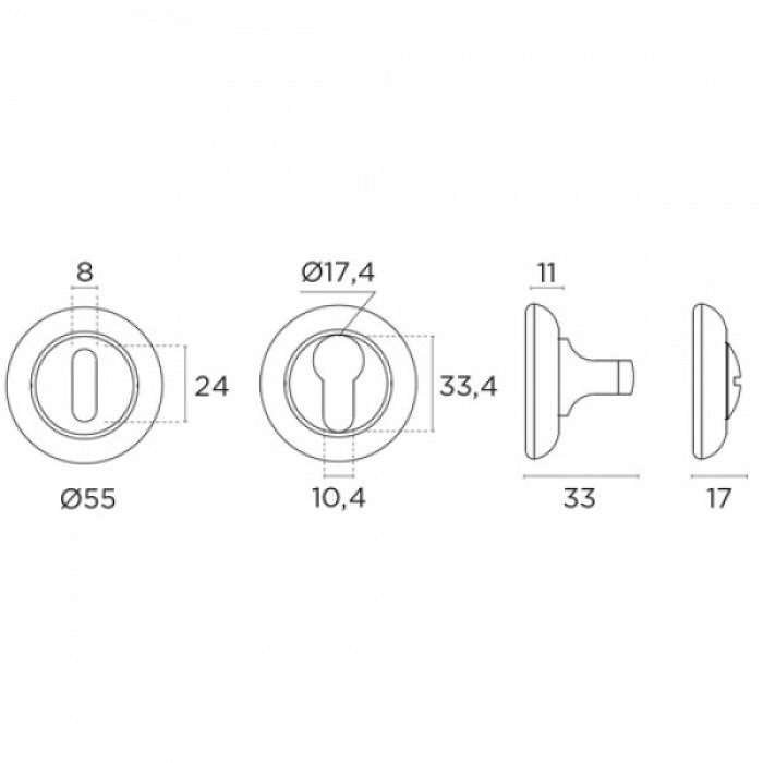 Ροζέτα με κλείστρο ασφαλείας Convex 485 σε Ματ Νίκελ