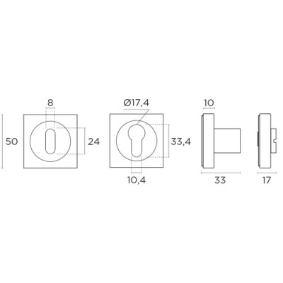 Ροζέτα Convex Εξώπορτας 735 σε Ματ Νίκελ-Χρώμιο