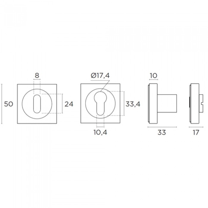 Ροζέτα Convex Εξώπορτας 735 σε Ματ Νίκελ-Χρώμιο
