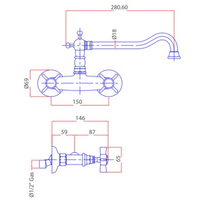 Μπαταρία κουζίνας Bugnatese Princeton 852-110 Inox Finish