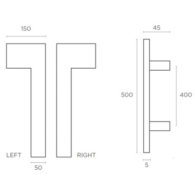 Λαβές εξώπορτας (2 Τεμάχια) Convex σειρά 861 500mm σε Ματ Νίκελ-Ανοξείδωτο