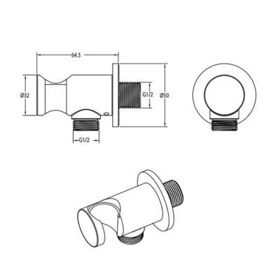 Επίτοιχη Παροχή Νερού Με Στήριγμα Τηλεφώνου Chrome Eurorama C10131-100